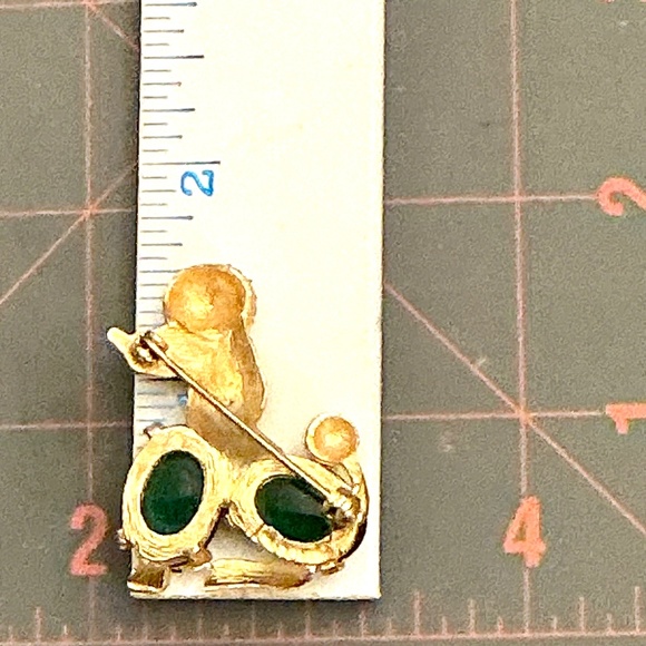 Green Domed Double Jelly Bellied Sitting Poodle Brooch Fun, Whimsical, Stylish - Picture 16 of 17